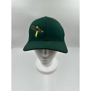 Dog with Surfboard Mesh Baseball Cap Hat - Adjustable - Green Gold Embroidered